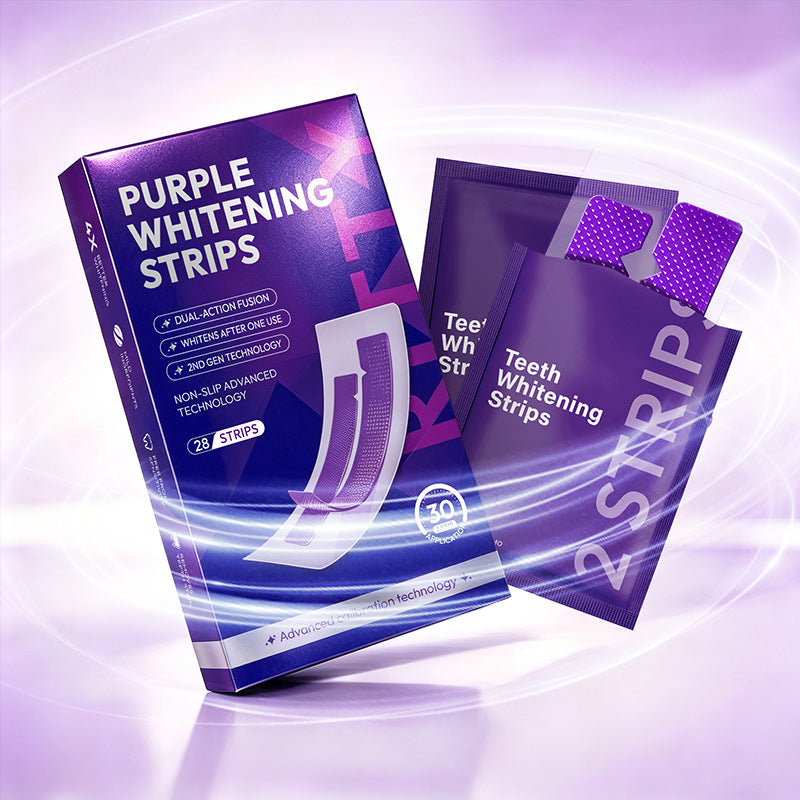 Purple Teeth Whitening Strips for Stain Removal and Brightening