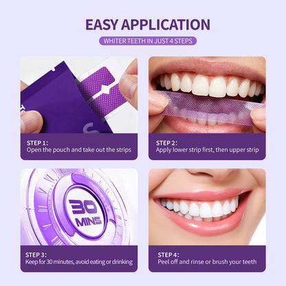 Purple Teeth Whitening Strips for Stain Removal and Brightening