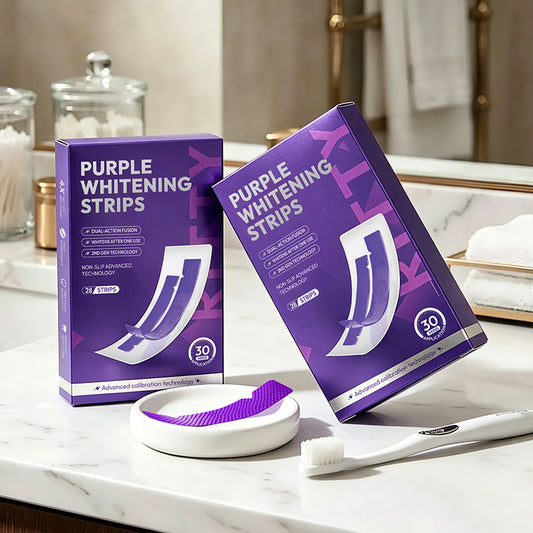 Purple Teeth Whitening Strips for Stain Removal and Brightening